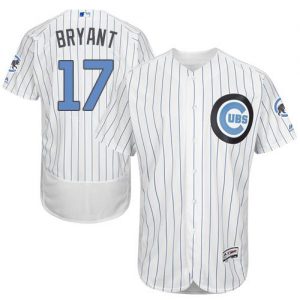 Cubs #17 Kris Bryant White(Blue Strip) Flexbase Authentic Collection 2016 Father's Day Stitched MLB Jersey