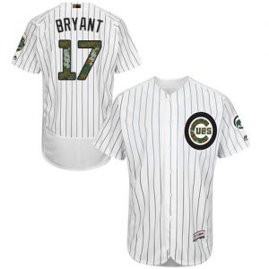 Cubs #17 Kris Bryant White(Blue Strip) Flexbase Authentic Collection 2016 Memorial Day Stitched MLB Jersey