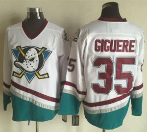 Ducks #35 Jean-Sebastien Giguere White CCM Throwback Stitched NHL Jersey