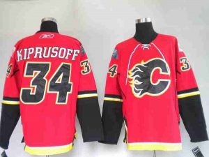 Flames #34 Miikka Kiprusoff Embroidered Red NHL Jersey