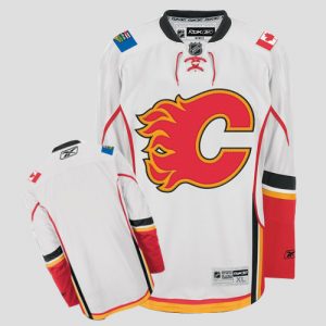 Flames Blank Embroidered White NHL Jersey