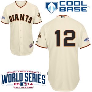 Giants #12 Joe Panik Cream Home Cool Base W 2014 World Series Patch Stitched MLB Jersey