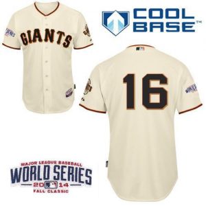 Giants #16 Angel Pagan Cream Cool Base W 2014 World Series Patch Stitched MLB Jersey