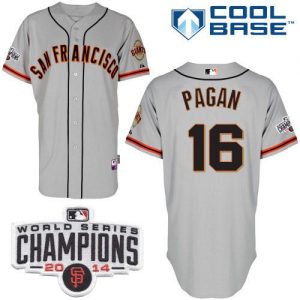 Giants #16 Angel Pagan Grey Cool Base W 2014 World Series Champions Patch Stitched MLB Jersey