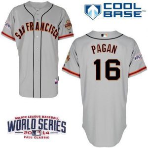 Giants #16 Angel Pagan Grey Cool Base W 2014 World Series Patch Stitched MLB Jersey