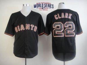 Giants #22 Will Clark Black Fashion W 2014 World Series Patch Stitched MLB Jersey