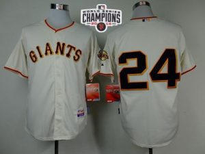 Giants #24 Willie Mays Cream Cool Base W 2014 World Series Champions Patch Stitched MLB Jersey