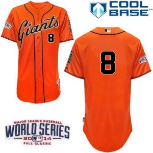 Giants #8 Hunter Pence Orange Cool Base W 2014 World Series Patch Stitched MLB Jersey
