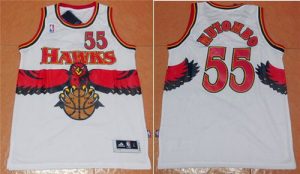 Hawks #55 Dikembe Mutombo White Throwback Stitched NBA Jersey