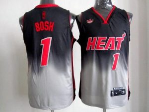 Heat #1 Chris Bosh Black Grey Fadeaway Fashion Embroidered NBA Jersey