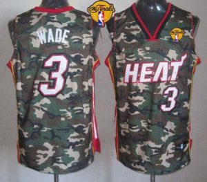 Heat #3 Dwyane Wade Camo Stealth Collection Finals Patch Embroidered NBA Jersey