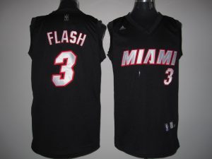 Heat #3 Dwyane Wade Stitched Black Flash Fashion NBA Jersey