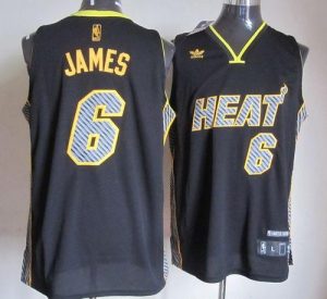 Heat #6 LeBron James Black Electricity Fashion Embroidered NBA Jersey