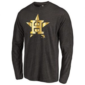 Houston Astros Gold Collection Long Sleeve Tri-Blend T-Shirt Black