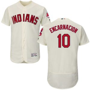 Indians #10 Edwin Encarnacion Cream Flexbase Authentic Collection Stitched MLB Jersey