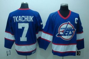 Jets #7 Keith Tkachuk Embroidered Blue CCM Throwback NHL Jersey
