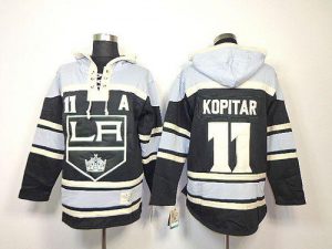 Kings #11 Anze Kopitar Black Sawyer Hooded Sweatshirt Embroidered NHL Jersey