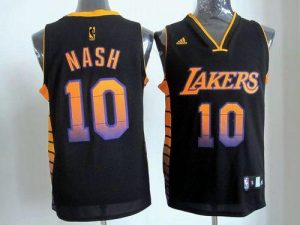 Lakers #10 Steve Nash Black Embroidered NBA Vibe Jersey