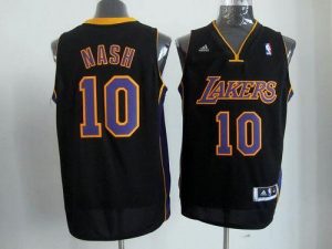 Lakers #10 Steve Nash Black(Purple NO.) Stitched NBA Jersey