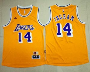 Lakers #14 Brandon Ingram Gold Throwback Stitched NBA Jersey