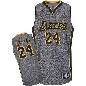 Lakers #24 Kobe Bryant Grey Static Fashion Embroidered NBA Jersey