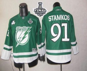 Lightning #91 Steven Stamkos Green St Patty's Day 2015 Stanley Cup Stitched Youth NHL Jersey