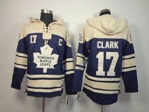 Maple Leafs #17 Wendel Clark Blue Sawyer Hooded Sweatshirt Embroidered NHL Jersey