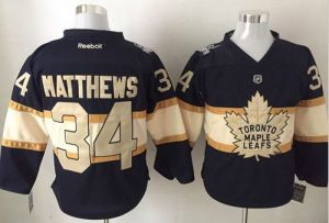 Maple Leafs #34 Auston Matthews Black Cream 100th Anniversary Stitched NHL Jersey