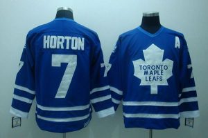 Maple Leafs #7 Tim Horton Embroidered Blue CCM Throwback NHL Jersey