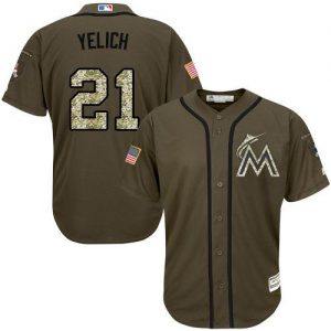Marlins #21 Christian Yelich Green Salute to Service Stitched Youth MLB Jersey