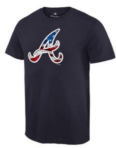 Men's Atlanta Braves USA Flag Fashion T-Shirt Navy Blue