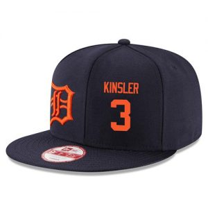 Men's Detroit Tigers #3 Ian Kinsler Stitched New Era Navy Blue 9FIFTY Snapback Adjustable Hat