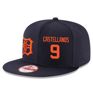 Men's Detroit Tigers #9 Nick Castellanos Stitched New Era Navy Blue 9FIFTY Snapback Adjustable Hat