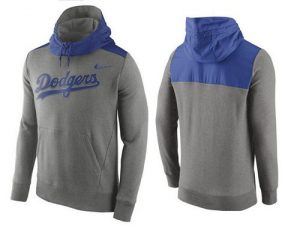 Men's Los Angeles Dodgers Nike Gray Cooperstown Collection Hybrid Pullover Hoodie