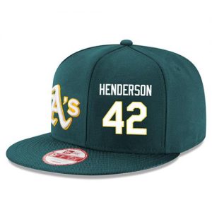 Men's Oakland Athletics #42 Dave Henderson Stitched New Era Green 9FIFTY Snapback Adjustable Hat