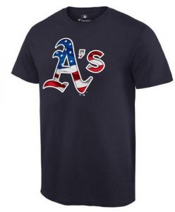 Men's Oakland Athletics USA Flag Fashion T-Shirt Navy Blue
