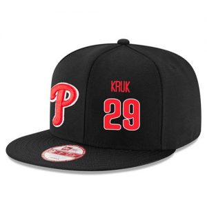 Men's Philadelphia Phillies #29 John Kruk Stitched New Era Black 9FIFTY Snapback Adjustable Hat