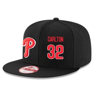 Men's Philadelphia Phillies #32 Steve Carlton Stitched New Era Black 9FIFTY Snapback Adjustable Hat