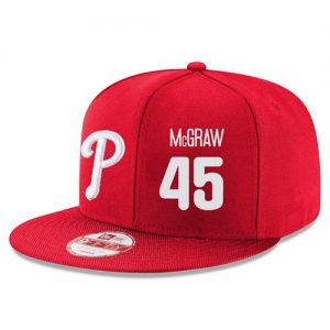 Men's Philadelphia Phillies #45 Tug McGraw Stitched New Era Red 9FIFTY Snapback Adjustable Hat