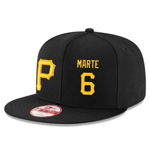 Men's Pittsburgh Pirates #6 Starling Marte Stitched New Era Black 9FIFTY Snapback Adjustable Hat