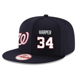 Men's Washington Nationals #34 Bryce Harper Stitched New Era Navy Blue 9FIFTY Snapback Adjustable Hat