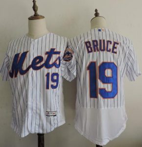 Mets #19 Jay Bruce White(Blue Strip) Flexbase Authentic Collection Stitched MLB Jersey