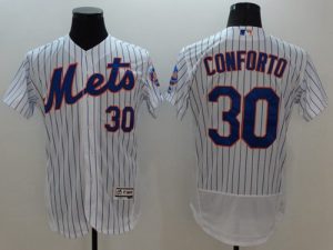 Mets #30 Michael Conforto White(Blue Strip) Flexbase Authentic Collection Stitched MLB Jersey