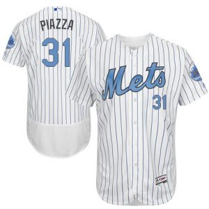 Mets #31 Mike Piazza White(Blue Strip) Flexbase Authentic Collection 2016 Father's Day Stitched MLB Jersey