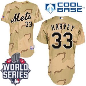 Mets #33 Matt Harvey Camo Commemorative Military Day Cool Base W 2015 World Series Patch Stitched MLB Jersey