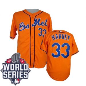 Mets #33 Matt Harvey Orange Los Mets Cool Base W 2015 World Series Patch Stitched MLB Jersey