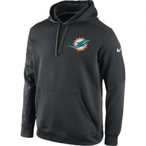 Miami Dolphins Nike KO Chain Fleece Pullover Performance Hoodie Charcoal