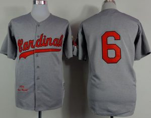 Mitchell And Ness 1956 Cardinals #6 Stan Musial Grey Stitched MLB Jersey
