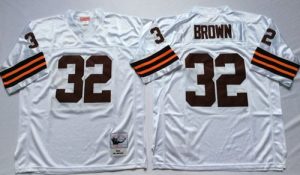 Mitchell And Ness 1963 Browns #32 Jim Brown White Throwback Stitched NFL Jersey