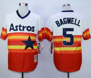 Mitchell And Ness 1980 Astros #5 Jeff Bagwell White Orange Throwback Stitched MLB Jersey